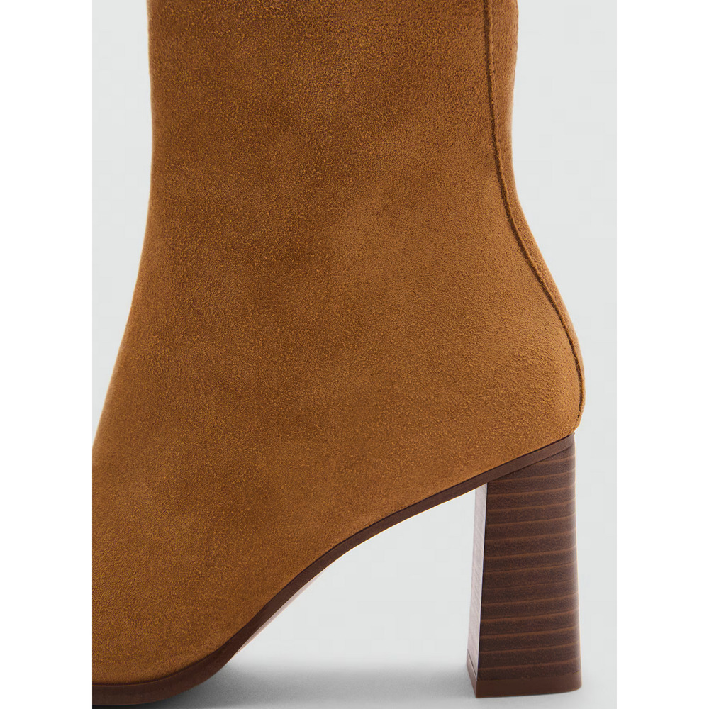 NEW MANGO MNG MEDIUM BROWN HEEL SUEDE ANKLE BOOTS BOOTIE 36 US 6 - Picture 3 of 9